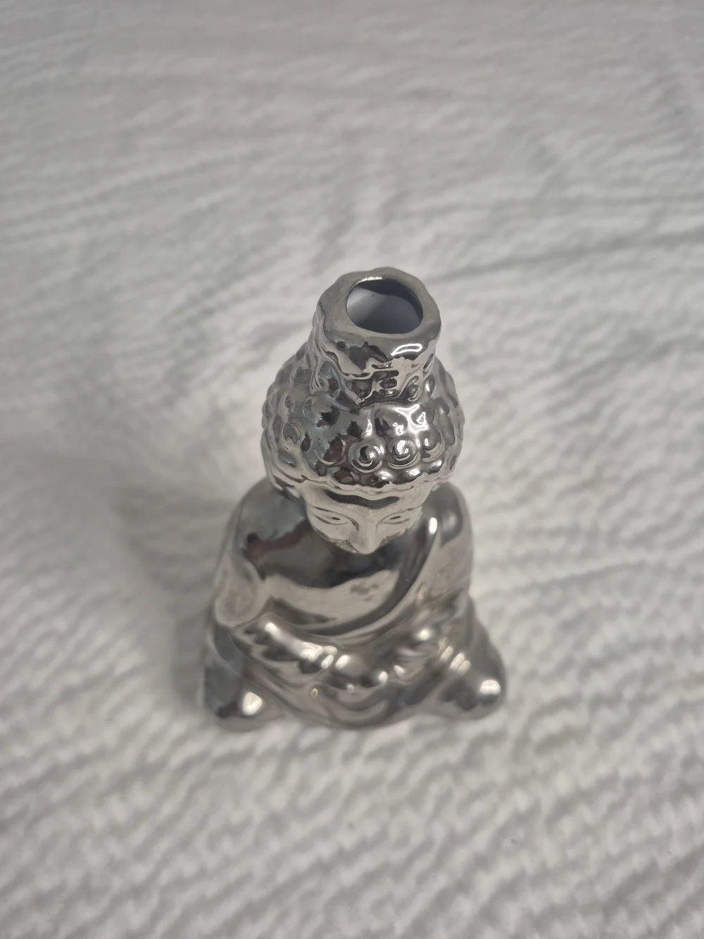 Nanette LeporeSilver Meditating Buddha Figurine, Metallic Ceramic Zen Home Decor
